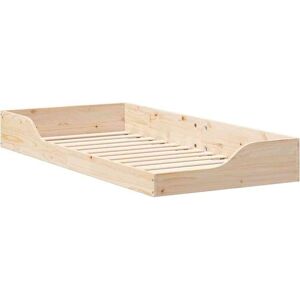 Vidaxl Beige Pine Wood Bed Frame - Bed Vidaxl Beige Pine Wood Bed Frame - Bed