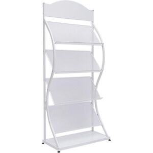 Cncest - Floor Standing Magazine Rack 4 Layers Information Rack, Storage Rack Newspaper Rack Display Rack, Iron Floor-Standing Rack, White, Single Cncest - Floor Standing Magazine Rack 4 Layers Information Rack, Storage Rack Newspaper Rack Display Rack, Iron Floor-Standing Rack, White, Single