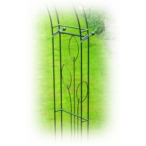 Flower 6 Sided Gazebo (Inc Ground Spikes) Garden Feature - Solid Steel - Black Flower 6 Sided Gazebo (Inc Ground Spikes) Garden Feature - Solid Steel - Black