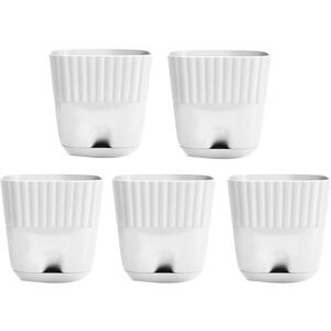TLILY Flower Pots 6 Inch, 5 Pack Square Plant with Drainage Holes and Connectiong Saucer Tray, for Indoor Outdoor TLILY Flower Pots 6 Inch, 5 Pack Square Plant with Drainage Holes and Connectiong Saucer Tray, for Indoor Outdoor