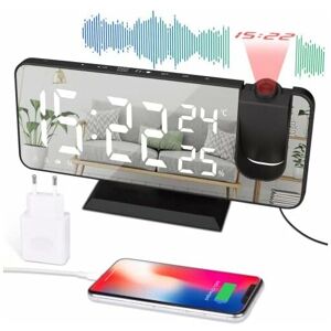 HÉLOISE Fm Radio Ceiling Projection Alarm Clock - Children's Electronic Alarm Clock Mirror Screen Dual Alarms Temperature and Humidity Display 4 Brightness HÉLOISE Fm Radio Ceiling Projection Alarm Clock - Children's Electronic Alarm Clock Mirror Screen Dual Alarms Temperature and Humidity Display 4 Brightness