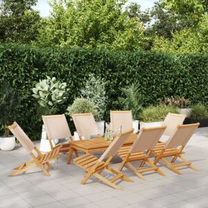 Vidaxl - Folding Garden Chairs 8 pcs Beige Fabric and Solid Wood Vidaxl - Folding Garden Chairs 8 pcs Beige Fabric and Solid Wood