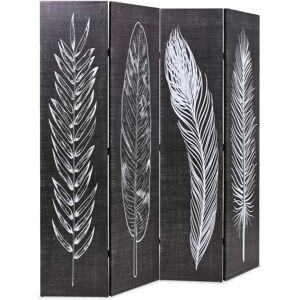 BONNEVIE Folding Room Divider 160x170 cm Feathers Black and White CFW504517 BONNEVIE Folding Room Divider 160x170 cm Feathers Black and White CFW504517