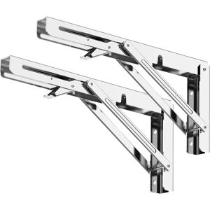 HÉLOISE 30cm Folding Bracket, Folding Shelf Brackets Maximum Load 120kg, Stainless Steel Folding Console Bracket, Wall Shelf Bracket (2Pcs) HÉLOISE 30cm Folding Bracket, Folding Shelf Brackets Maximum Load 120kg, Stainless Steel Folding Console Bracket, Wall Shelf Bracket (2Pcs)