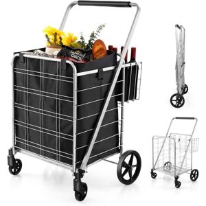 Costway - Folding Shopping Cart Portable Utility Grocery Cart 126L Capacity 150kg Load Costway - Folding Shopping Cart Portable Utility Grocery Cart 126L Capacity 150kg Load