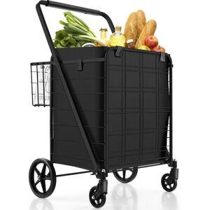 Costway - Folding Shopping Cart Portable Utility Grocery Cart 126L Capacity 150kg Load Costway - Folding Shopping Cart Portable Utility Grocery Cart 126L Capacity 150kg Load