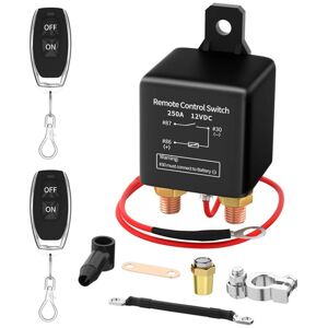 TLILY For Car 12V Remote Battery Disconnect Switch 250A Anti-Theft Control with Two Wireless TLILY For Car 12V Remote Battery Disconnect Switch 250A Anti-Theft Control with Two Wireless