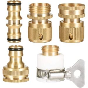 Linghhang - 5PCS Brass Garden Hose Connector, Garden Hose Tap Connector Brass Watering Hose Tap Connector 1/2 and 3/4 Threaded Tap Connector with Linghhang - 5PCS Brass Garden Hose Connector, Garden Hose Tap Connector Brass Watering Hose Tap Connector 1/2 and 3/4 Threaded Tap Connector with