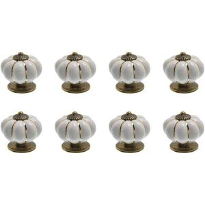 TONCHEAN Furniture Handle-8 x Ceramic Drawer Knobs Pumpkin Shape Furniture Knob for Kitchen Drawers and Cupboards (White) TONCHEAN Furniture Handle-8 x Ceramic Drawer Knobs Pumpkin Shape Furniture Knob for Kitchen Drawers and Cupboards (White)