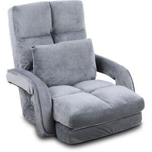 Furniture One Folding Floor Chair Adjustable 14 Angles Chair Bed with Pillow for Gaming - Grey Furniture One Folding Floor Chair Adjustable 14 Angles Chair Bed with Pillow for Gaming - Grey
