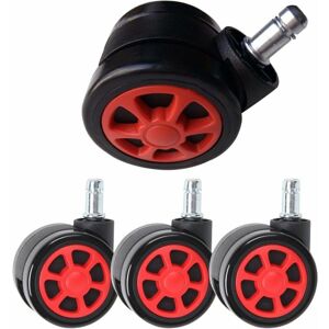 Alwaysh - Gaming Chair Casters, Replaceable Replacement Wheels with Anti-Fall Function and Soft Glides (5 Pcs/Set, Red), - Alwaysh - Gaming Chair Casters, Replaceable Replacement Wheels with Anti-Fall Function and Soft Glides (5 Pcs/Set, Red), -
