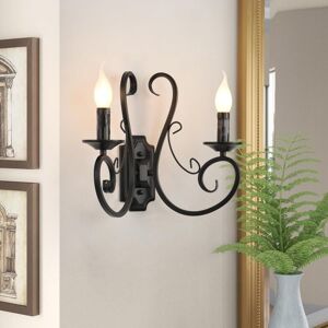 Wall Sconces Indoor Retro Metal Vintage Lighting E14 Black 2 Lights - Ganeed Wall Sconces Indoor Retro Metal Vintage Lighting E14 Black 2 Lights - Ganeed