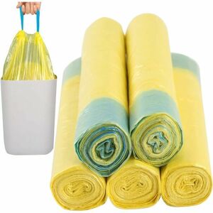 GOTRAYS Garbage Bags 10L-15L Yellow Bags with Handle Drawstring Trash Bags Drawstring Garbage Bags 75pcs New Material for Kitchen Living Room Office GOTRAYS Garbage Bags 10L-15L Yellow Bags with Handle Drawstring Trash Bags Drawstring Garbage Bags 75pcs New Material for Kitchen Living Room Office