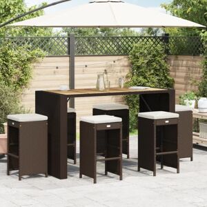 Vidaxl - Garden Bar Stools with Cushions 6 pcs Brown Poly Rattan Vidaxl - Garden Bar Stools with Cushions 6 pcs Brown Poly Rattan