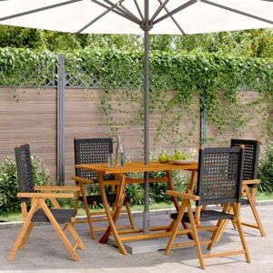 Vidaxl - Reclining Garden Chairs 4 pcs Black Poly Rattan and Solid Wood Vidaxl - Reclining Garden Chairs 4 pcs Black Poly Rattan and Solid Wood