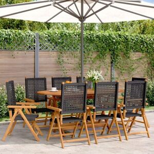 Reclining Garden Chairs 8 pcs Black Poly Rattan and Solid Wood vidaXL Reclining Garden Chairs 8 pcs Black Poly Rattan and Solid Wood vidaXL