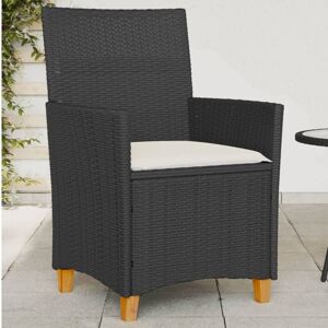 Garden Chairs with Cushions 2 pcs Black Poly Rattan&Solid Wood Vidaxl Garden Chairs with Cushions 2 pcs Black Poly Rattan&Solid Wood Vidaxl