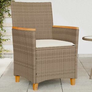 Vidaxl - Garden Chairs with Cushions 2 pcs Beige Poly Rattan&Solid Wood Vidaxl - Garden Chairs with Cushions 2 pcs Beige Poly Rattan&Solid Wood