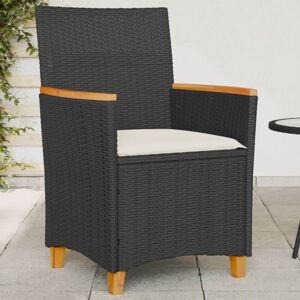 Vidaxl - Garden Chairs with Cushions 2 pcs Black Poly Rattan&Solid Wood Vidaxl - Garden Chairs with Cushions 2 pcs Black Poly Rattan&Solid Wood