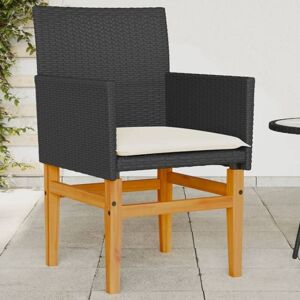 Vidaxl - Garden Chairs with Cushions 2 pcs Black Poly Rattan&Solid Wood Vidaxl - Garden Chairs with Cushions 2 pcs Black Poly Rattan&Solid Wood