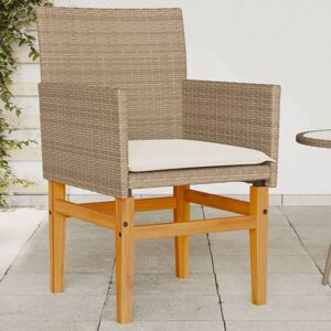 Vidaxl - Garden Chairs with Cushions 2 pcs Beige Poly Rattan&Solid Wood Vidaxl - Garden Chairs with Cushions 2 pcs Beige Poly Rattan&Solid Wood