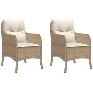 Vidaxl - Garden Chairs with Cushions 2 pcs Beige Poly Rattan Vidaxl - Garden Chairs with Cushions 2 pcs Beige Poly Rattan