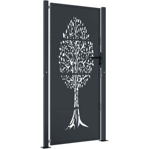 Garden Gate Anthracite 100x175 cm Steel Tree Design vidaXL Garden Gate Anthracite 100x175 cm Steel Tree Design vidaXL