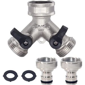 Csparkv - Garden Hose Splitter, 2 Way Garden Tap Faucet 3/4' y Hose Connector for Outdoor Faucet with Connectors and Washers Csparkv - Garden Hose Splitter, 2 Way Garden Tap Faucet 3/4' y Hose Connector for Outdoor Faucet with Connectors and Washers