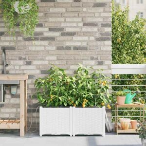 Garden Planters White 80 x 40 x 37.5 cm Steel Vidaxl Garden Planters White 80 x 40 x 37.5 cm Steel Vidaxl