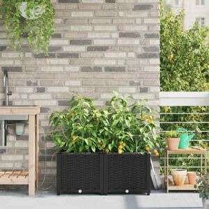 Garden Planters Black 80 x 40 x 37.5 cm Steel Vidaxl Garden Planters Black 80 x 40 x 37.5 cm Steel Vidaxl