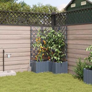 Garden Planters Light grey 80 x 80 x 142 cm Steel Vidaxl Garden Planters Light grey 80 x 80 x 142 cm Steel Vidaxl