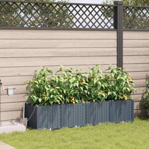 Garden Planters Light grey 160 x 40 x 37.5 cm Steel Vidaxl Garden Planters Light grey 160 x 40 x 37.5 cm Steel Vidaxl