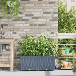 Garden Planters Light grey 80 x 40 x 37.5 cm Steel Vidaxl Garden Planters Light grey 80 x 40 x 37.5 cm Steel Vidaxl