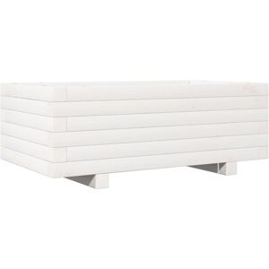 vidaXL Garden Planter White 70x40x26.5 cm Solid Wood Pine - Garden Planter vidaXL Garden Planter White 70x40x26.5 cm Solid Wood Pine - Garden Planter