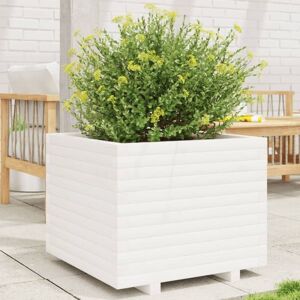 vidaXL Garden Planter White 60x60x49.5 cm Solid Wood Pine - Garden Planter vidaXL Garden Planter White 60x60x49.5 cm Solid Wood Pine - Garden Planter