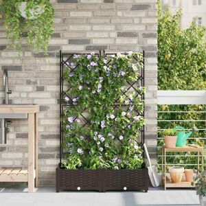 Garden Planter with Trellis Brown 80 x 40 x 125.5 cm pp Vidaxl Garden Planter with Trellis Brown 80 x 40 x 125.5 cm pp Vidaxl