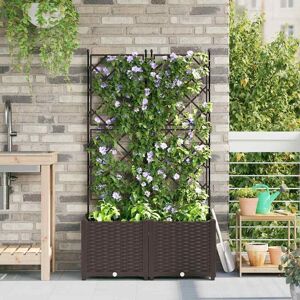 Garden Planter with Trellis 2 pcs Brown 80 x 40 x 143 cm PP vidaXL Garden Planter with Trellis 2 pcs Brown 80 x 40 x 143 cm PP vidaXL
