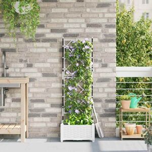 Garden Planter with Trellis White 40 x 40 x 125.5 cm pp Vidaxl Garden Planter with Trellis White 40 x 40 x 125.5 cm pp Vidaxl