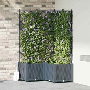 Garden Planter with Trellis 3 pcs Light grey 80 x 80 x 143 cm vidaXL Garden Planter with Trellis 3 pcs Light grey 80 x 80 x 143 cm vidaXL
