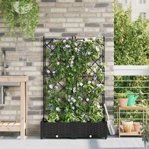 Garden Planter with Trellis Black 80 x 40 x 125.5 cm pp Vidaxl Garden Planter with Trellis Black 80 x 40 x 125.5 cm pp Vidaxl