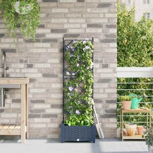 Garden Planter with Trellis Grey 40 x 40 x 125.5 cm PP vidaXL Garden Planter with Trellis Grey 40 x 40 x 125.5 cm PP vidaXL
