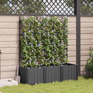 Vidaxl - Garden Planter with Trellis 3 pcs Black 120 x 40 x 143 cm pp Vidaxl - Garden Planter with Trellis 3 pcs Black 120 x 40 x 143 cm pp