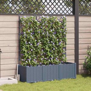 Vidaxl - Garden Planter with Trellis 3 pcs Light grey 120 x 40 x 143 cm Vidaxl - Garden Planter with Trellis 3 pcs Light grey 120 x 40 x 143 cm