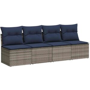 Garden Sofa with Cushion Grey 220 x 62 x 69cm Poly Rattan Vidaxl Garden Sofa with Cushion Grey 220 x 62 x 69cm Poly Rattan Vidaxl