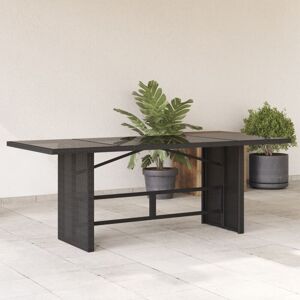Bonnevie - Garden Table,Outdoor Table with Glass Top Black 190x80x75 cm Poly Rattan VSVS398627 Bonnevie - Garden Table,Outdoor Table with Glass Top Black 190x80x75 cm Poly Rattan VSVS398627