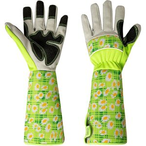Tonchean - Gardening Gloves Long Sleeve Wrist Protection Garden Work Pruning Rose Gardener Protective Gloves Unisex One Pair (Green Flower) Tonchean - Gardening Gloves Long Sleeve Wrist Protection Garden Work Pruning Rose Gardener Protective Gloves Unisex One Pair (Green Flower)