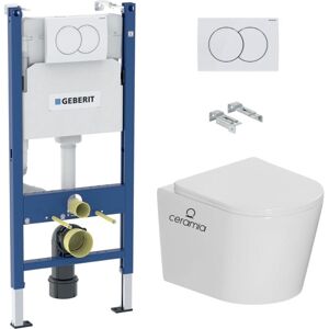 Duofix 112cm Toilet Frame + Ceramia Tornado Rimless bowl + SoftClose seat + white plate (CETORGEB3) - Geberit Duofix 112cm Toilet Frame + Ceramia Tornado Rimless bowl + SoftClose seat + white plate (CETORGEB3) - Geberit