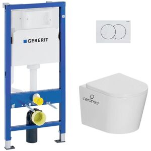 Duofix UP100 Toilet Frame + Ceramia Tornado Rimless bowl + SoftClose seat + white plate (CETORGEB1) - Geberit Duofix UP100 Toilet Frame + Ceramia Tornado Rimless bowl + SoftClose seat + white plate (CETORGEB1) - Geberit