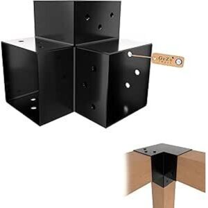 GeZu Impex Post Connector Y 91 x 91 mm Black Powder Coated 3 Way Right Angle Corner Connector Pavilion DIY Woodworks Bracket GeZu Impex Post Connector Y 91 x 91 mm Black Powder Coated 3 Way Right Angle Corner Connector Pavilion DIY Woodworks Bracket