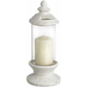 Glass Candle Holder - Stone - L14 x W14 x H33 cm - White Glass Candle Holder - Stone - L14 x W14 x H33 cm - White